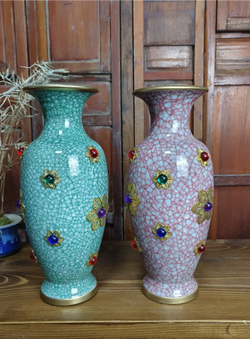 景德镇陶瓷器花瓶插花仿古中式家居客厅博古架装饰品工艺摆件钧瓷