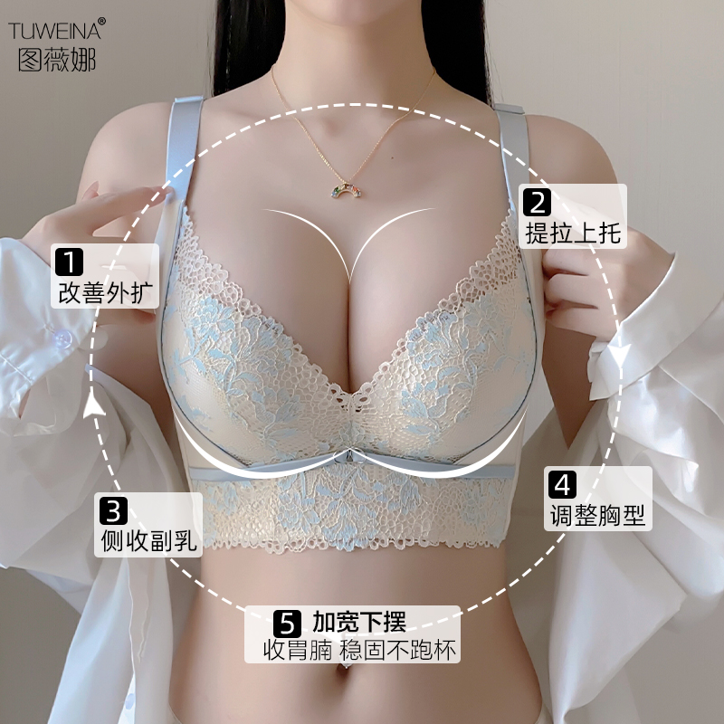 图薇娜内衣女小胸显大调整型文胸网红侧收副乳矫正外扩防下垂胸罩 - 图1