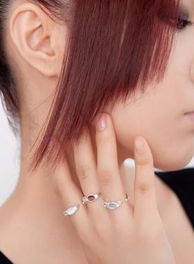 机械心脏信芯猫眼石开口戒指