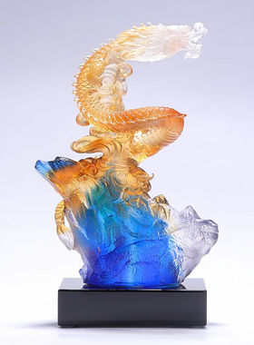 唐登琉璃龙摆件玄关招财生肖装饰办公室客厅乔迁开业送礼龙行天下