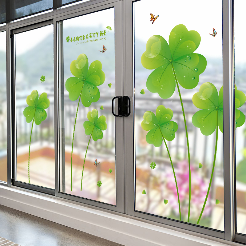 奶茶店玻璃门贴纸个性窗花贴3D立体厨房阳台玻璃窗户装饰植物贴画 - 图3