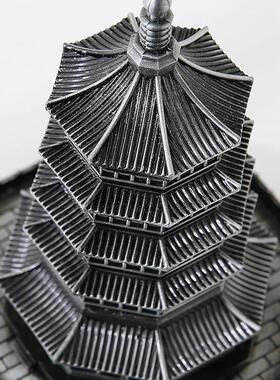 雷峰塔模型雷峰塔纪念品 金属家居客厅摆件旅游朋友同事生日礼物