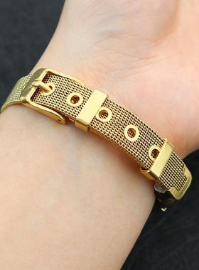 欧美饰品不锈钢电镀刻字手环时尚网带可调节男士女士情侣手链
