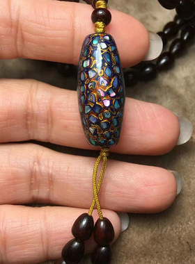 蓝玉款DIY小叶紫檀水滴珠手链 厂家批发规格6×8×108颗男女念珠