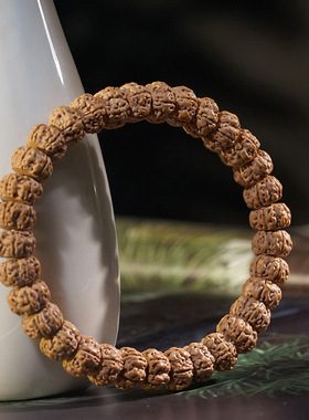 藏式爆肉盘龙纹小金刚菩提子手串文玩树王金刚普提佛珠手链男女款