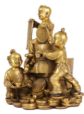 铜童子财源滚滚来批发家居摆件时来运转铜工艺礼品