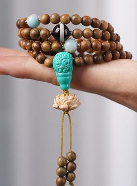 DIY莲花慧文款绿檀木手链首饰厂家批发 规格6MM男女文玩念珠装饰