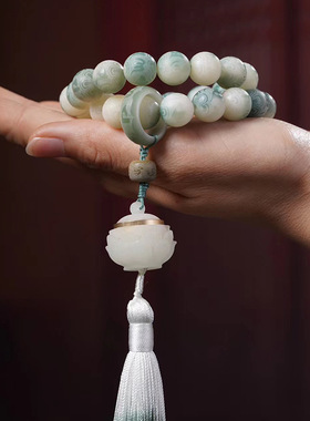 白月莲花款飘花菩提DIY手持品首饰厂家批发规格1.2男女款念珠装饰