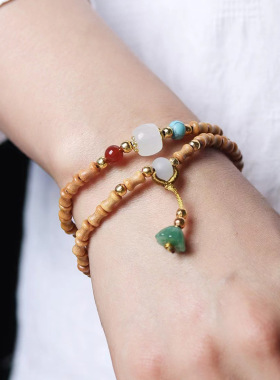 莲蓬款檀香木竹节珠DIY手链念珠厂家批发规格0.5×0.7男女手首饰