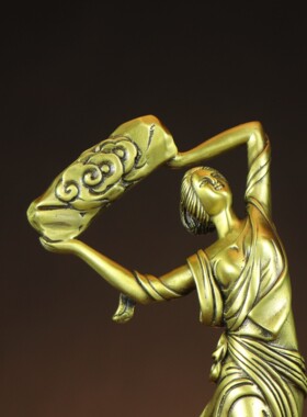 黄铜女娲补天 女娲娘娘 大地圣母摆件 家居店铺铜摆件厂家批发