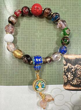 香灰琉璃手串手链十全十美吞金金箔北京招财寓意古法多宝五爷手链