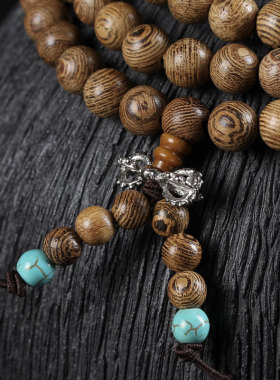 顺纹鸡翅木手链隔珠佩珠手链男女流行饰品108颗念珠