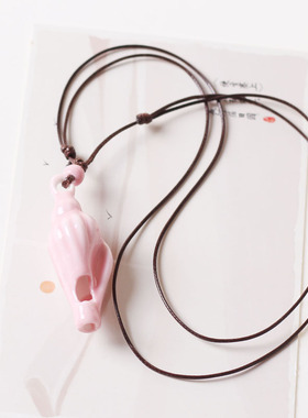 古风陶瓷粉色口哨可吹响学生吊坠