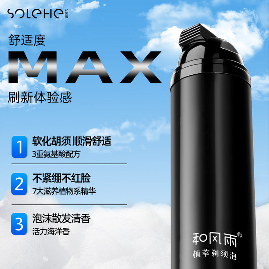 Amino acid shaving foam softens the beard and does not harm the skin