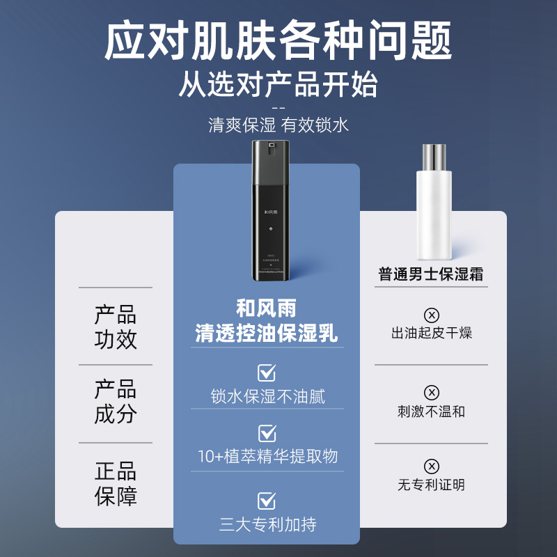 和风雨男士保湿乳面霜乳液秋冬补水保湿清爽擦脸油皮干脸部护肤品