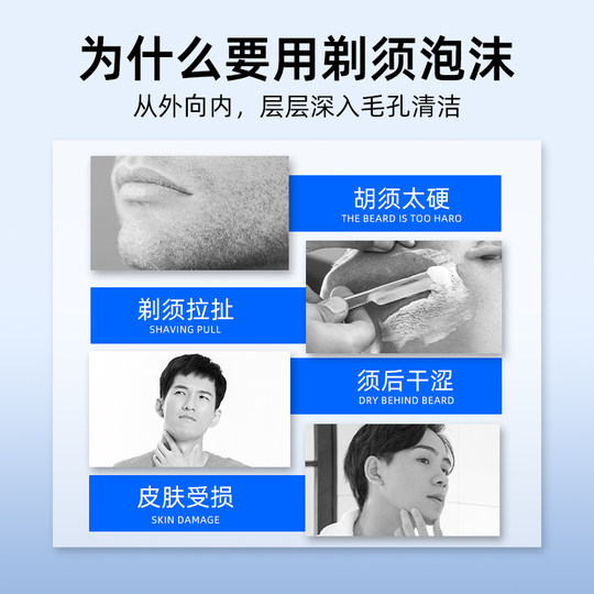 Amino acid shaving foam softens the beard and does not harm the skin