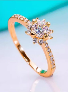 莫桑石微镶碎钻雪花求婚女戒仙气