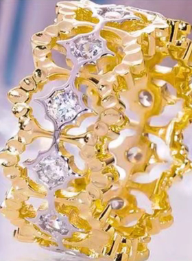 D色莫桑石镂空戒指浮雕设计感