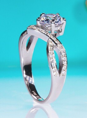 六爪加冕交叉纯银戒指女简约