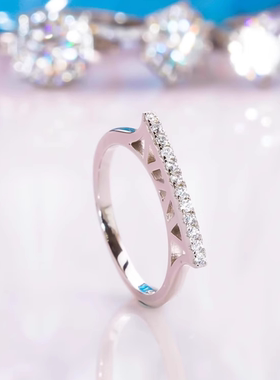 莫桑石一字戒指简约小众