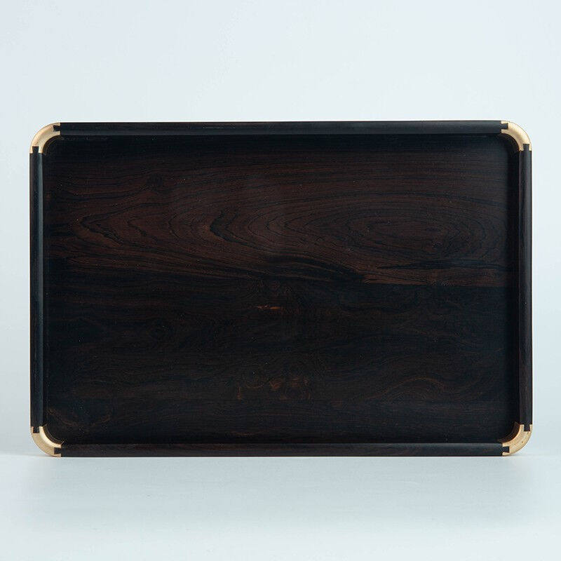 Rongshantang African rosewood inlaid copper corner solid wood rectangular tray size household kung fu tea set tea tray