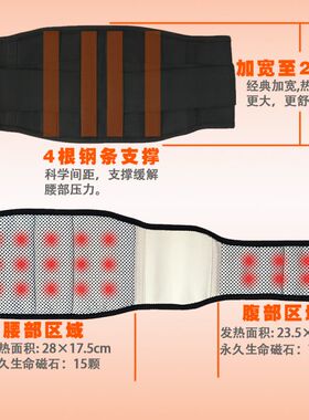 予心（YUXIN）远红外线护腰带托玛琳自发热保健腰间盘加宽版黑色M