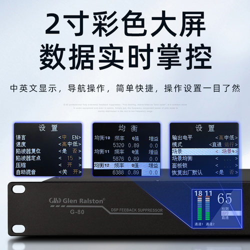 Glen ralston格伦士顿专业全自动无线话筒防啸叫反馈抑制器移频器 - 图2