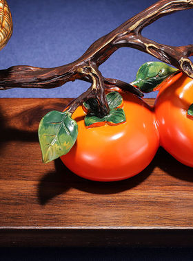 轩椽阁（xuanchuange）黄铜柿柿如意摆件家居客厅酒柜装饰送朋友