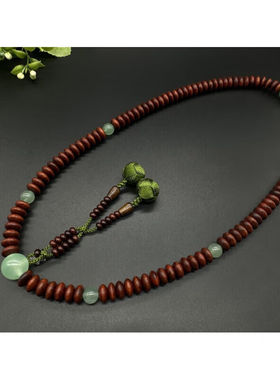 竹誉骁圣天念珠小叶紫檀算盘珠老料满金星男女手链项链文玩手串10