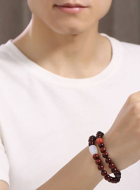 月印百川小叶紫檀手串吉祥如意双圈男女款盘玩送礼男礼物手链约8m