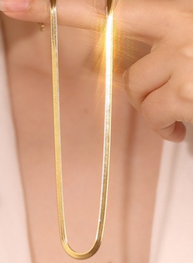 蛇骨链钛钢项链女不掉色金色项链素链颈链锁骨链日常百搭毛衣项链