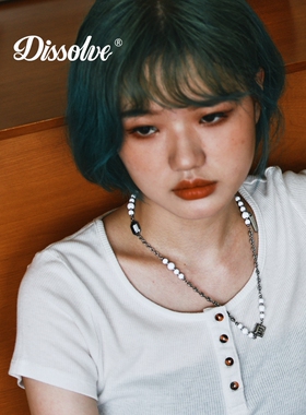 DISSOLVE小众设计感夏季日系高街情侣潮嘻哈珍珠钻石几何项链男