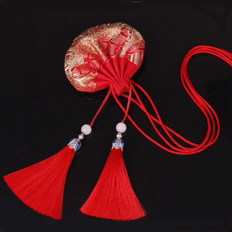 端午节礼物香包挂件香囊空袋古风海浪花汉服配饰艾叶荷包袋结发礼