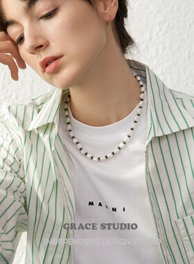 G/S时髦休闲淡水珍珠串珠项链