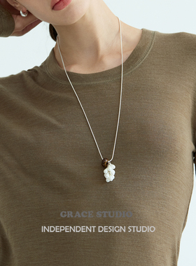 文艺复古珍珠流苏毛衣链女新款