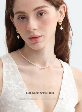 G/S 法式简约精致迷你珍珠小金豆项链女春夏温婉日系珍珠chocker