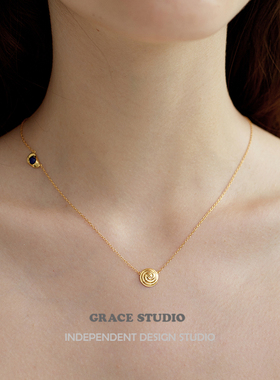 G/S复古气质年轮青金石极细项链