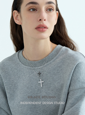 轻奢复古小众设计黑色十字架项链