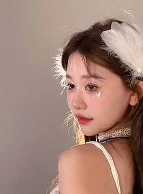 神明少女万圣节白色羽毛发夹