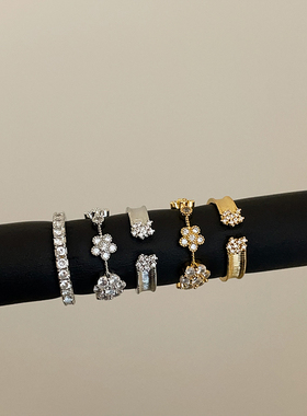 中古风重工锆石花朵金属开口戒指女个性独特精致时尚百搭指环戒子