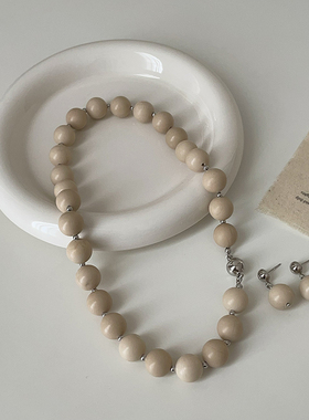 设计感天然白化石串珠项链耳钉女气质独特个性时尚百搭颈链锁骨链