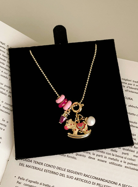 怀旧少女心滴油摇摇木马流苏项链女萌趣可爱精致时尚颈链锁骨链