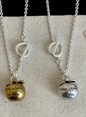 高级感复古做旧字母苹果OT扣项链女轻奢时尚潮流百搭颈链毛衣链