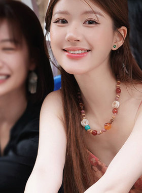 赵露思同款混彩天然石串珠项链女轻奢高级感精致百搭颈链毛衣链