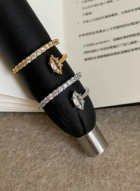 精致百搭马眼锆石排钻双层戒指女小众高级感个性时尚潮流指环戒子