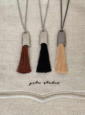 韩国博主车静媛同款毛刷流苏吊坠长款项链女气质时尚百搭挂脖配饰