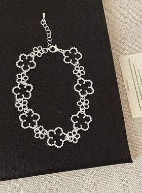 轻奢质感镂空蕾丝花朵手链女小众设计感简约时尚百搭气质手环手饰