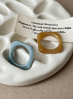 小众ins几何方形树脂戒指女高级感个性独特百搭时尚潮流指环戒子