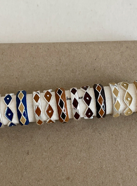 几何滴油撞色菱形格戒指女轻奢高级感潮流时髦气质百搭指环戒子