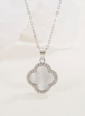 S925纯银欧美四叶草项链